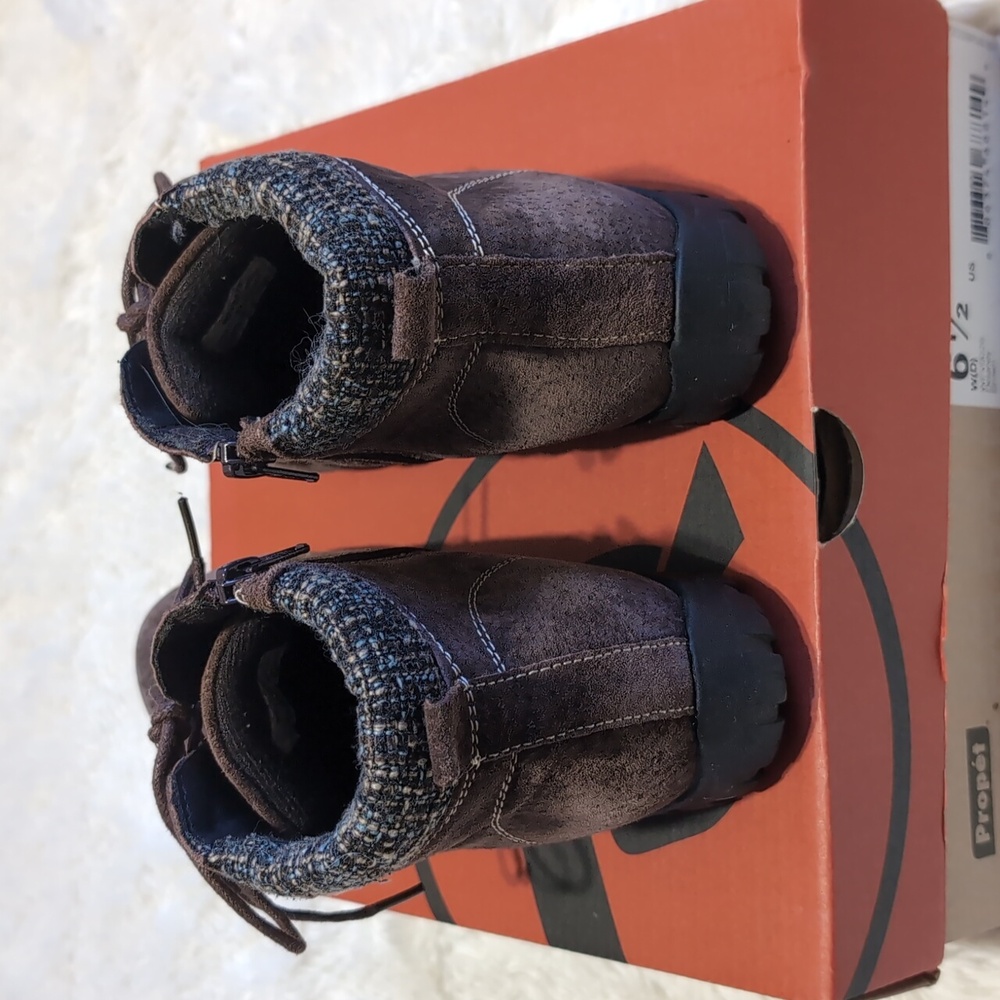 Propet Delaney Brown Suede Leather Hiking Chukka Lace Up Boots with Box 6.5 Wide - Picture 5 of 12